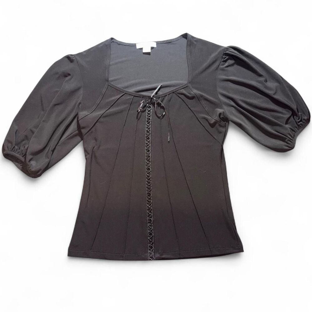Dressbarn Women's Black Milkmaid Blouse